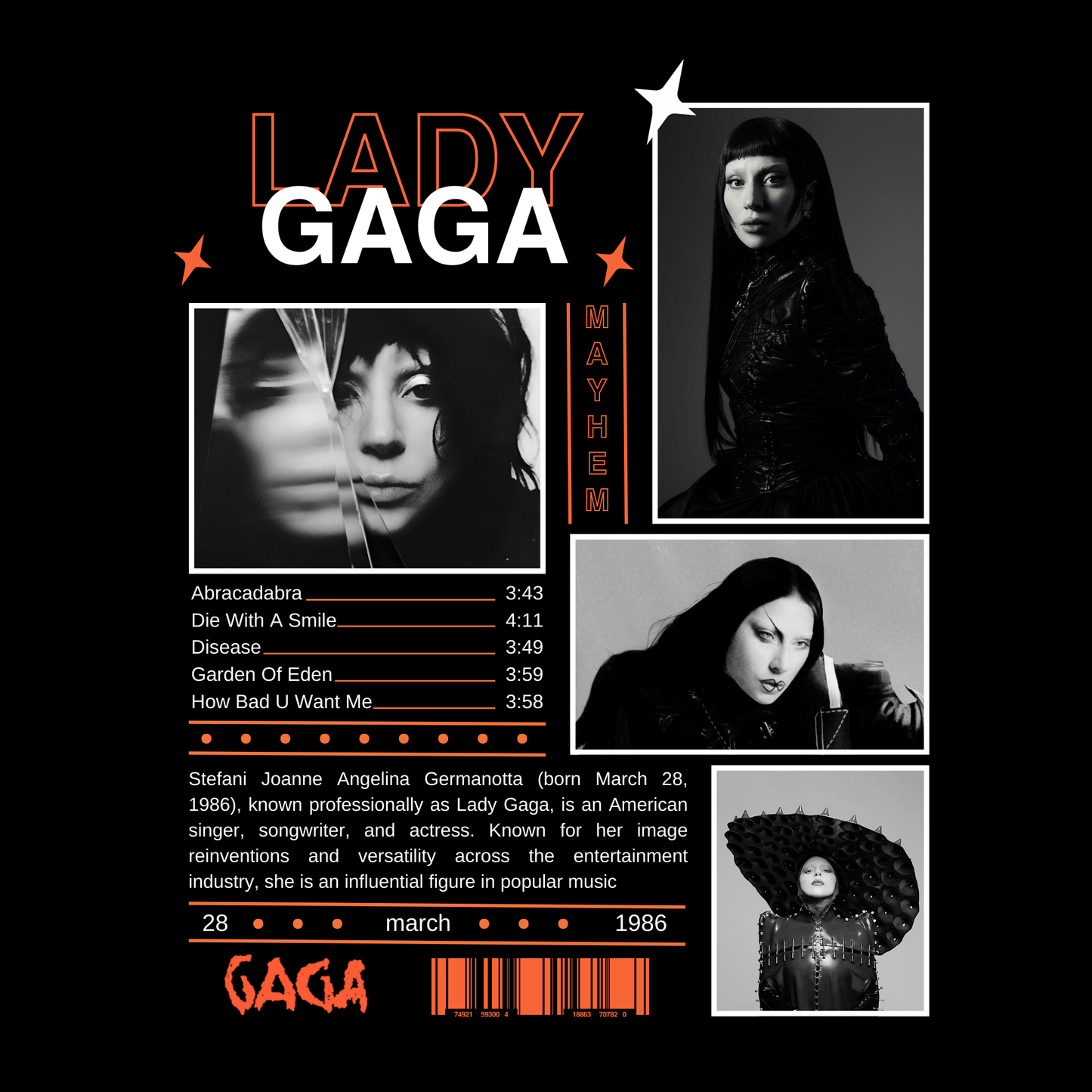 Camiseta Lady Gaga (Mayhem)
